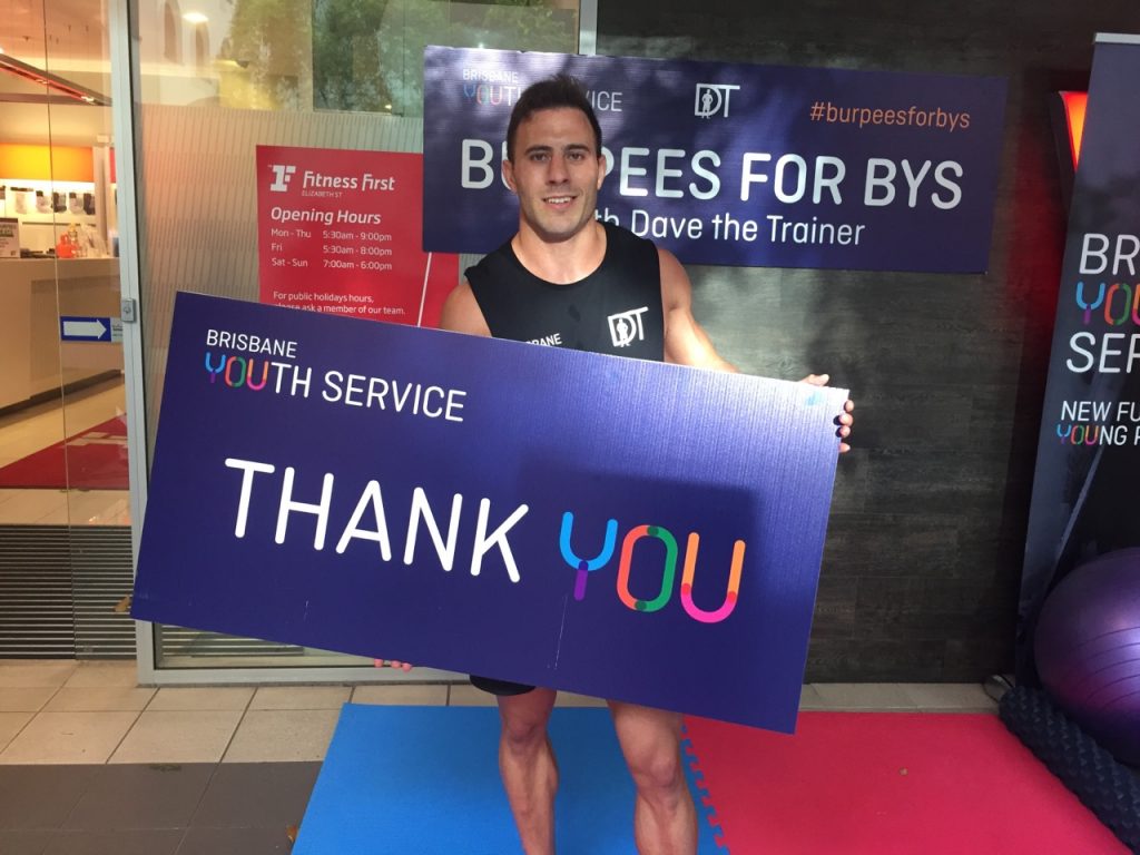 Burpees for BYS 2018 Dave the Trainer Brisbane Youth Service