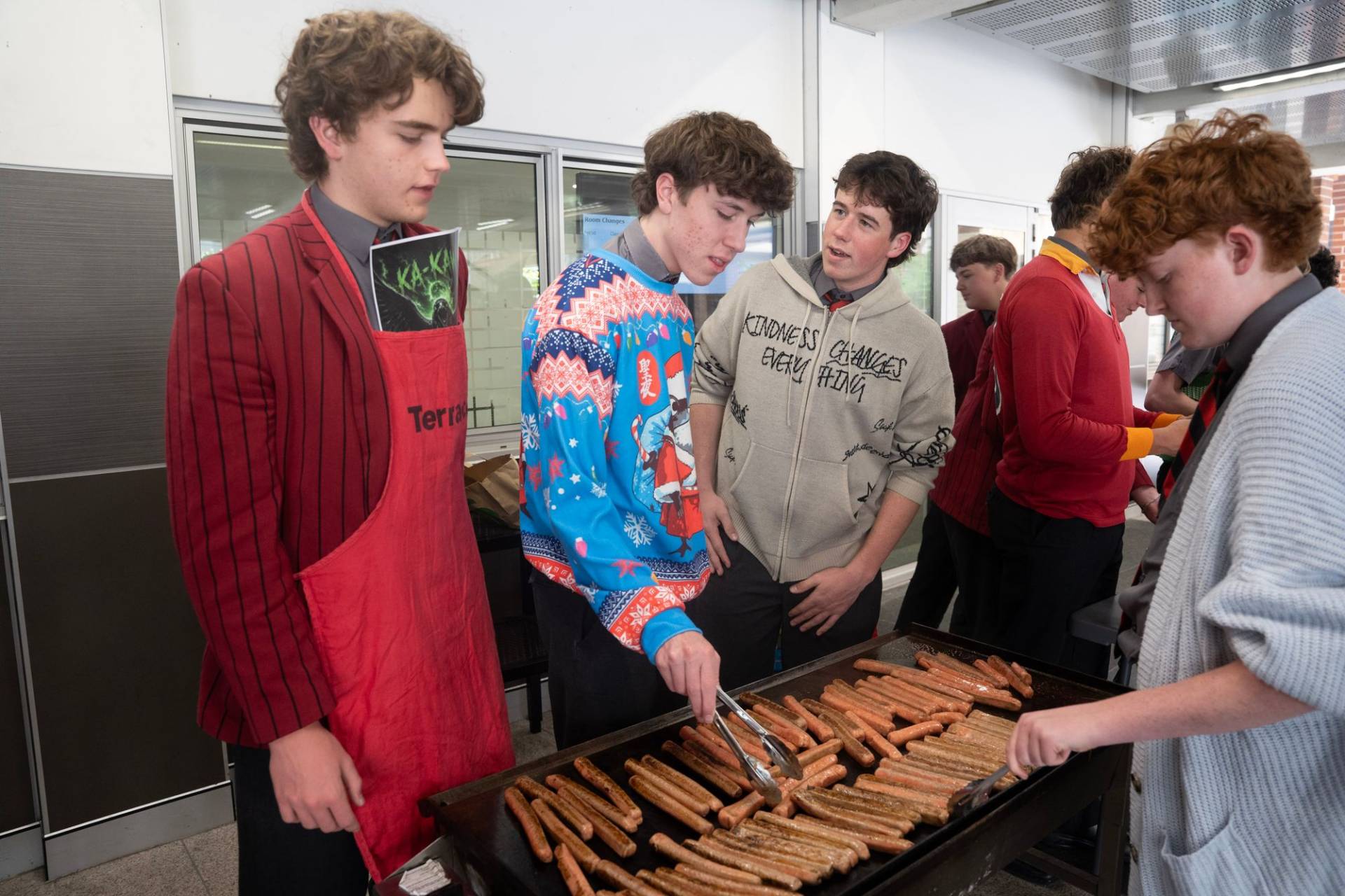 Sausage sizzle at St Joseph's College for Daggy Jumper Day