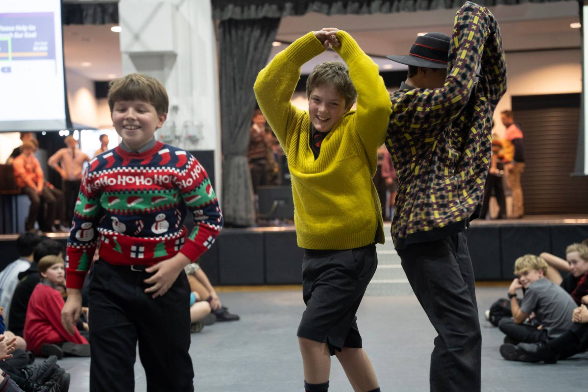 St Joseph's College students show off their jumpers and their moves