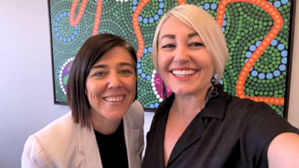 Brisbane Youth Service CEO Pam Barker with podcast host Mel Alsemgeest