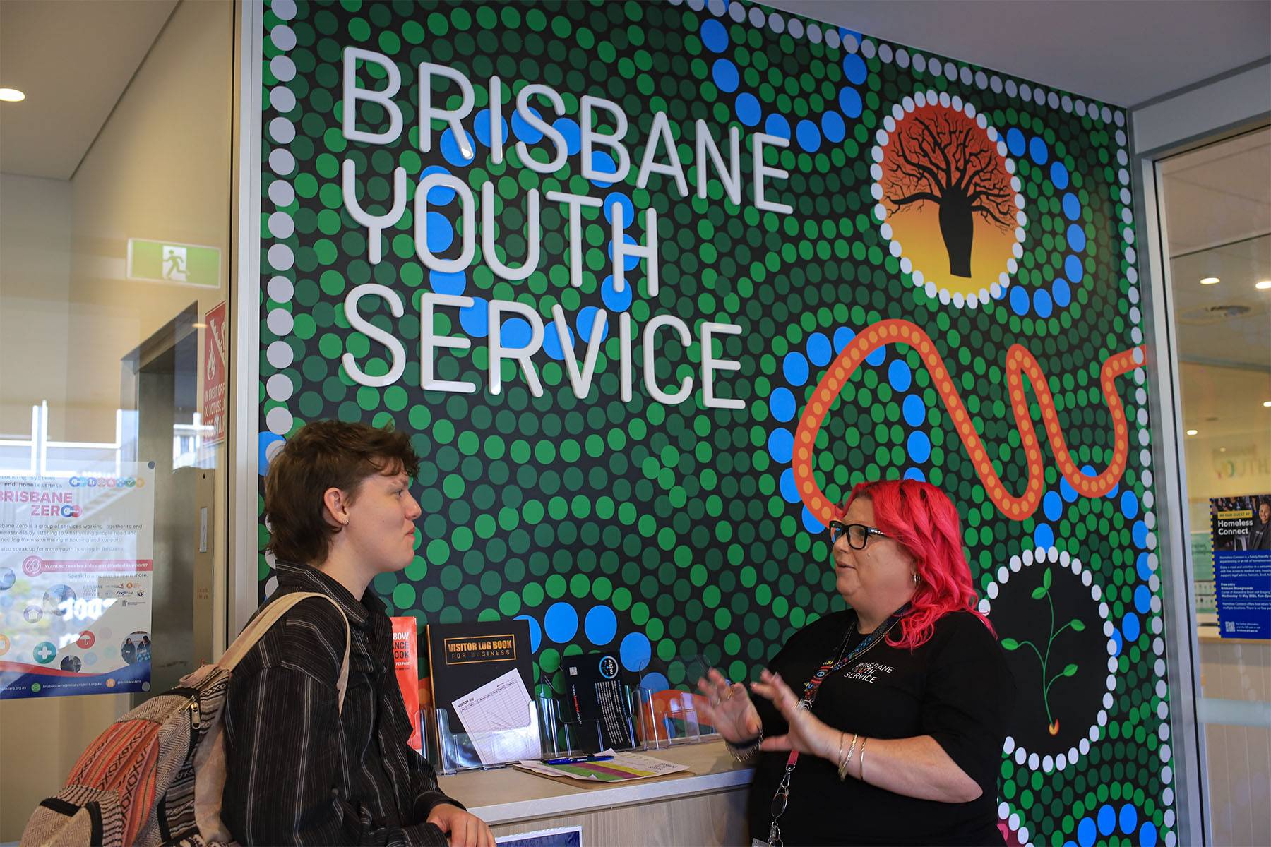Young person with Positive Transitions Program Coordinator Amy Murphy at the Youth Support Centre