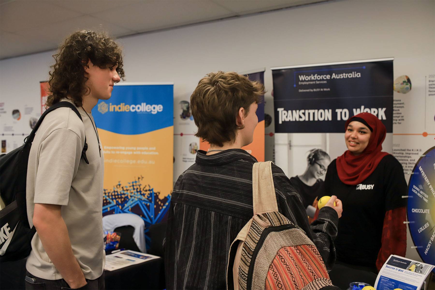 Young people with Busy at Work representative