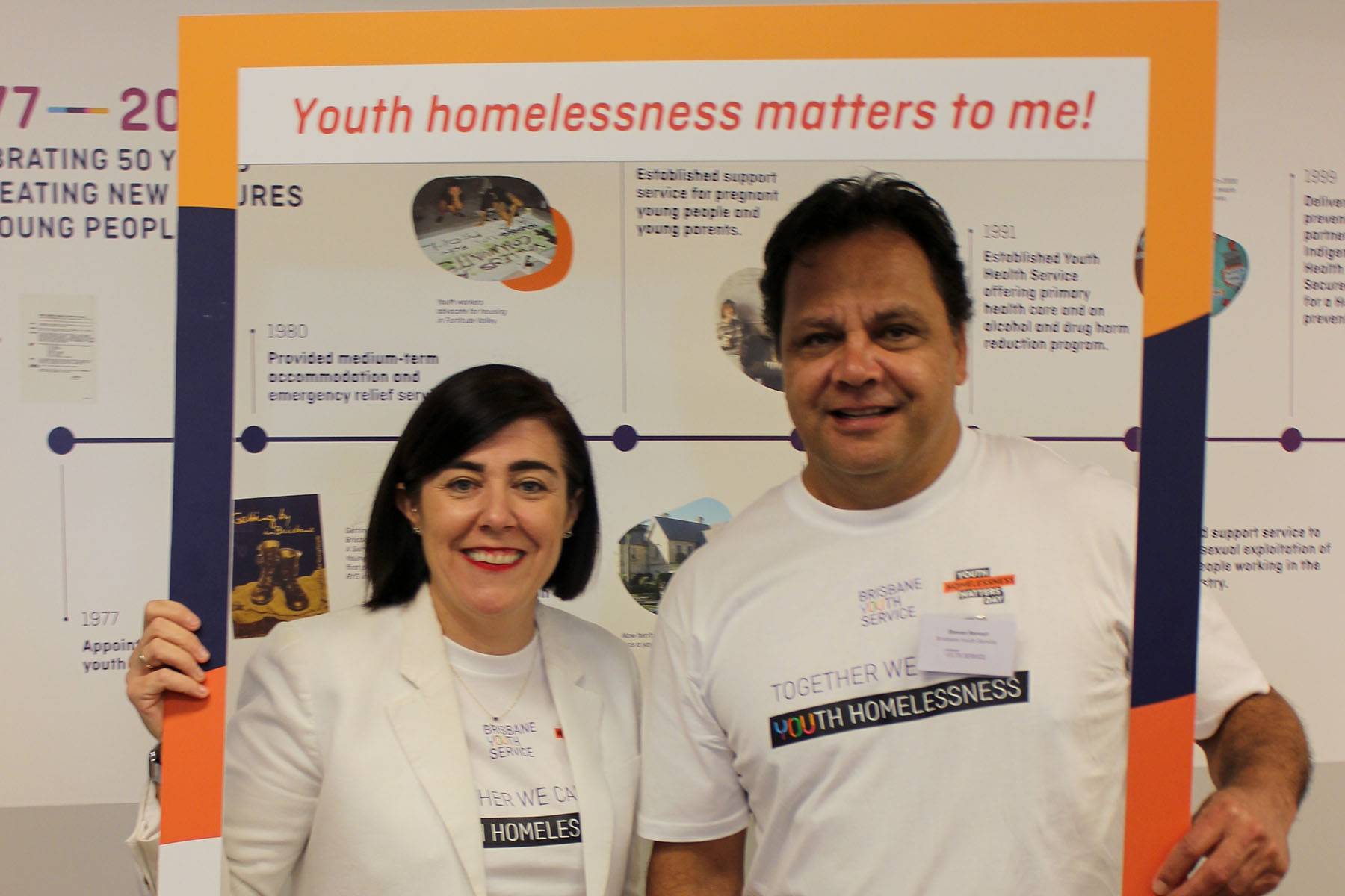 Brisbane Youth Service CEO Pam Barker with Patron Steve Renouf